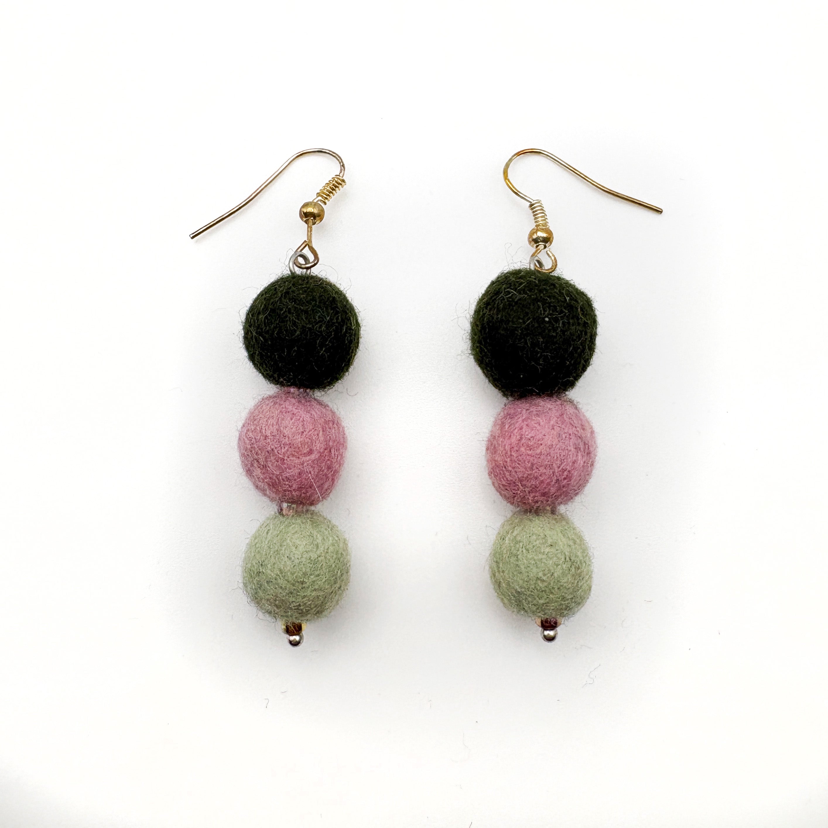 Fuzzy Ball Earrings #12 - Winter Pastels by Teresa Shields
