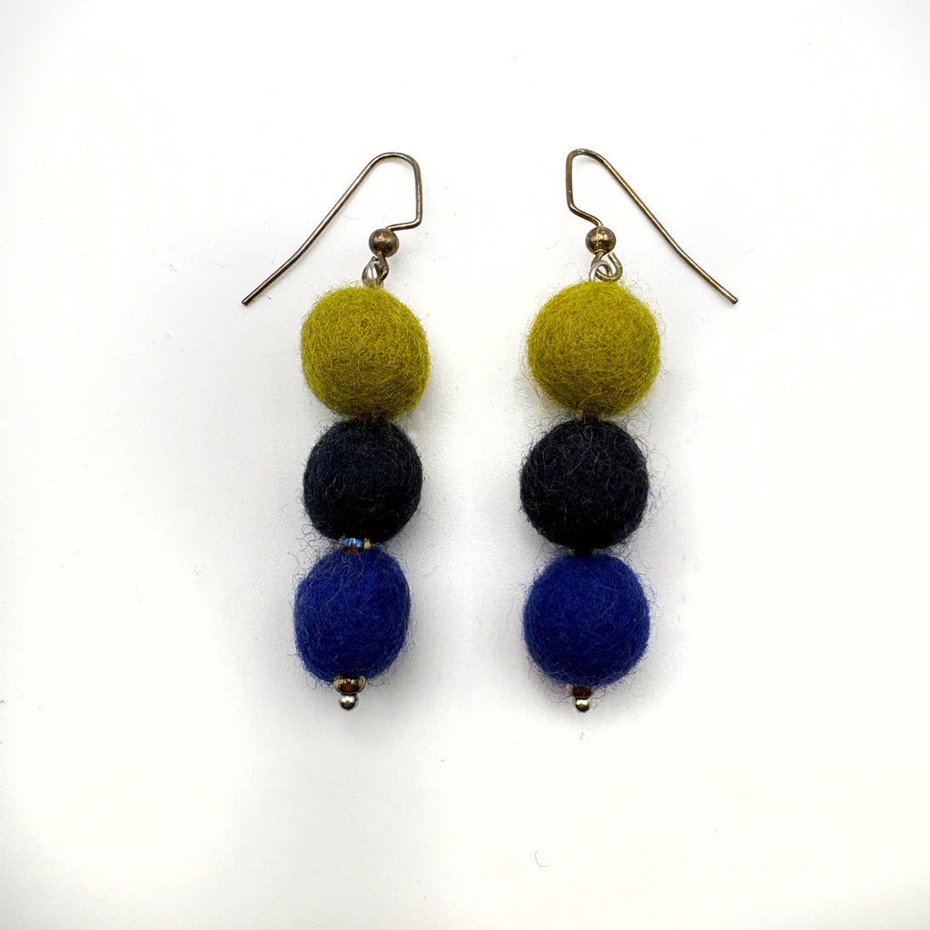 Fuzzy Ball Earrings #13 - Jewel Tones by Teresa Shields