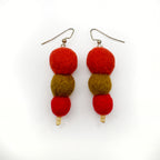 Fuzzy Ball Earrings #20 - Tomato Harvest by Teresa Shields