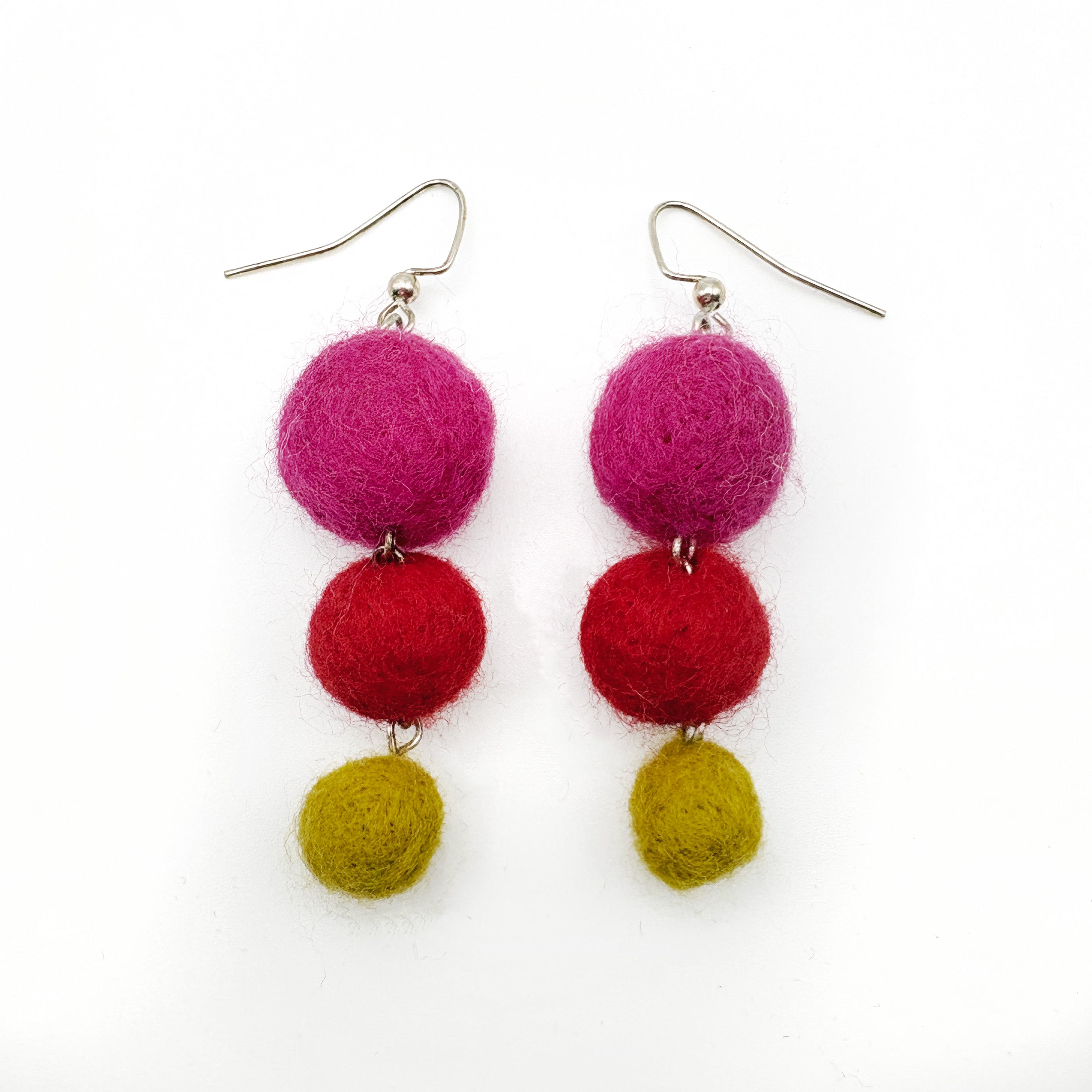 Fuzzy Ball Earrings #16 - Pink Party by Teresa Shields