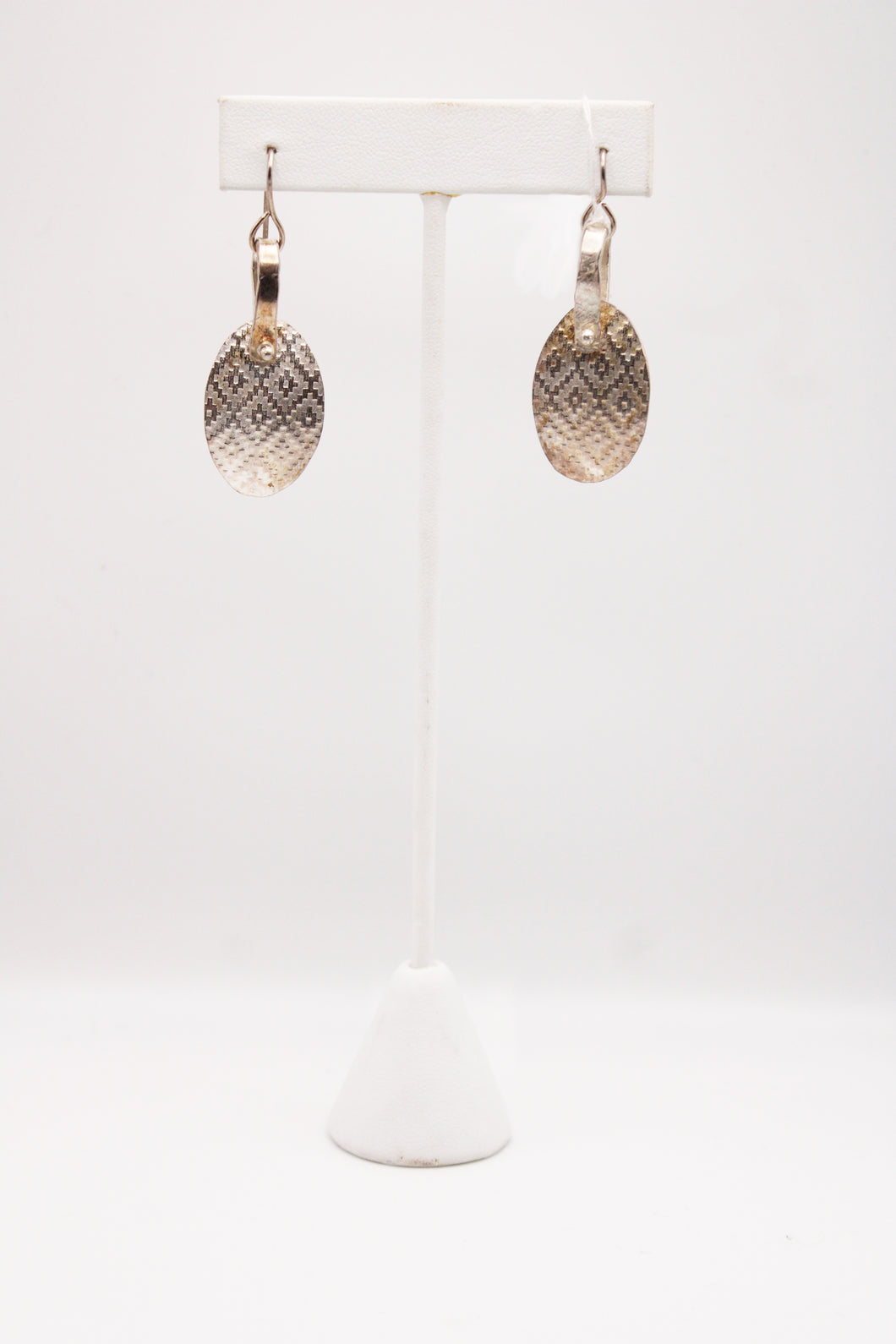 Patterned Sterling Silver Dangling Earrings by Kaaren Lobel