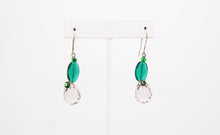 Load image into Gallery viewer, Shadows of Green Earrings - Pink Bulbs and Green Ovals by Jennifer Lipman-Bartel
