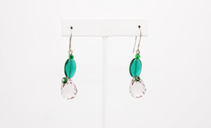 Shadows of Green Earrings - Pink Bulbs and Green Ovals by Jennifer Lipman-Bartel