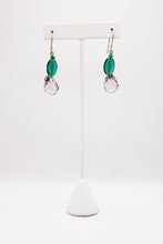 Load image into Gallery viewer, Shadows of Green Earrings - Pink Bulbs and Green Ovals by Jennifer Lipman-Bartel
