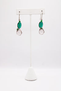 Shadows of Green Earrings - Pink Bulbs and Green Ovals by Jennifer Lipman-Bartel