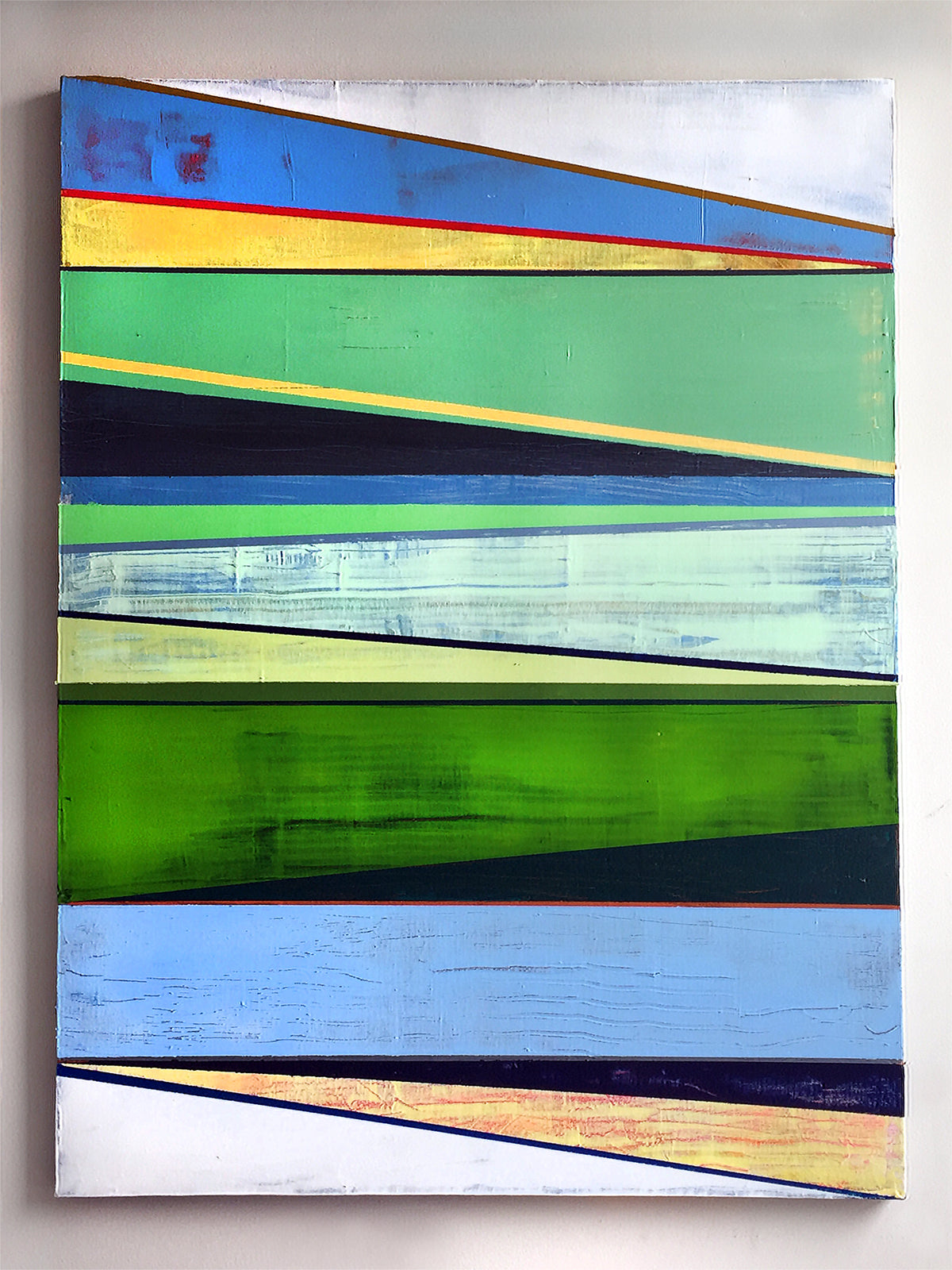 HORIZONTAL BANDS with DIAGONALS, GREEN, BLUE by Louis Gribaudo