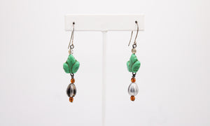 Shadows of Green Earrings - Teal Leaves by Jennifer Lipman-Bartel