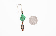 Load image into Gallery viewer, Shadows of Green Earrings - Teal Leaves by Jennifer Lipman-Bartel
