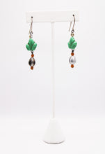 Load image into Gallery viewer, Shadows of Green Earrings - Teal Leaves by Jennifer Lipman-Bartel
