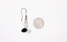 Load image into Gallery viewer, Shadows of Green Earrings - White Drop Flowers by Jennifer Lipman-Bartel
