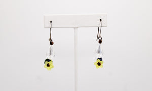 Shadows of Green Earrings - Yellow Drop Flowers by Jennifer Lipman-Bartel