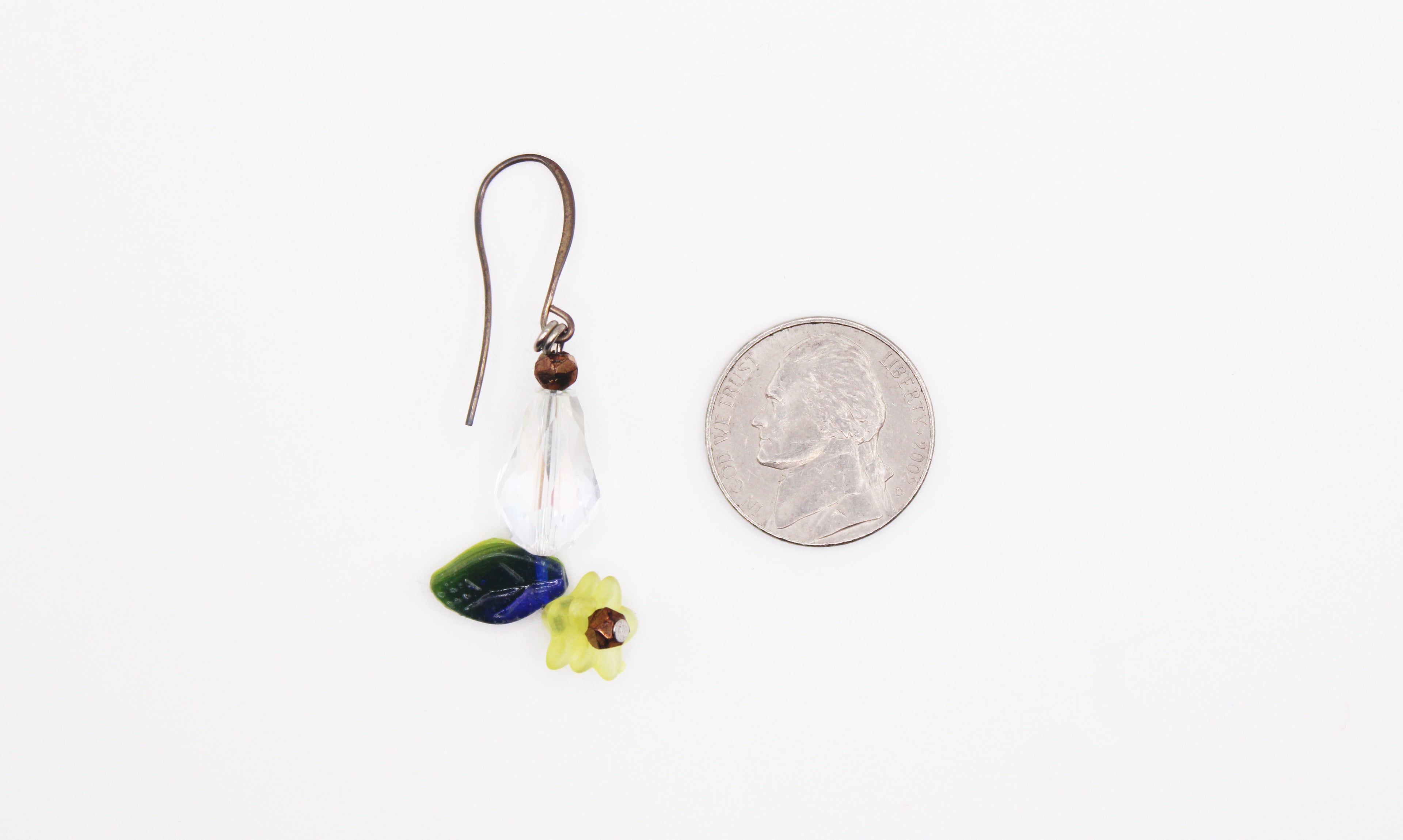 Shadows of Green Earrings - Yellow Drop Flowers by Jennifer Lipman-Bartel
