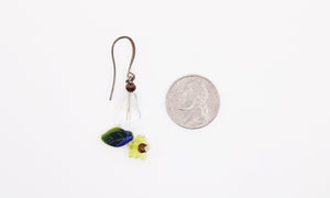 Shadows of Green Earrings - Yellow Drop Flowers by Jennifer Lipman-Bartel