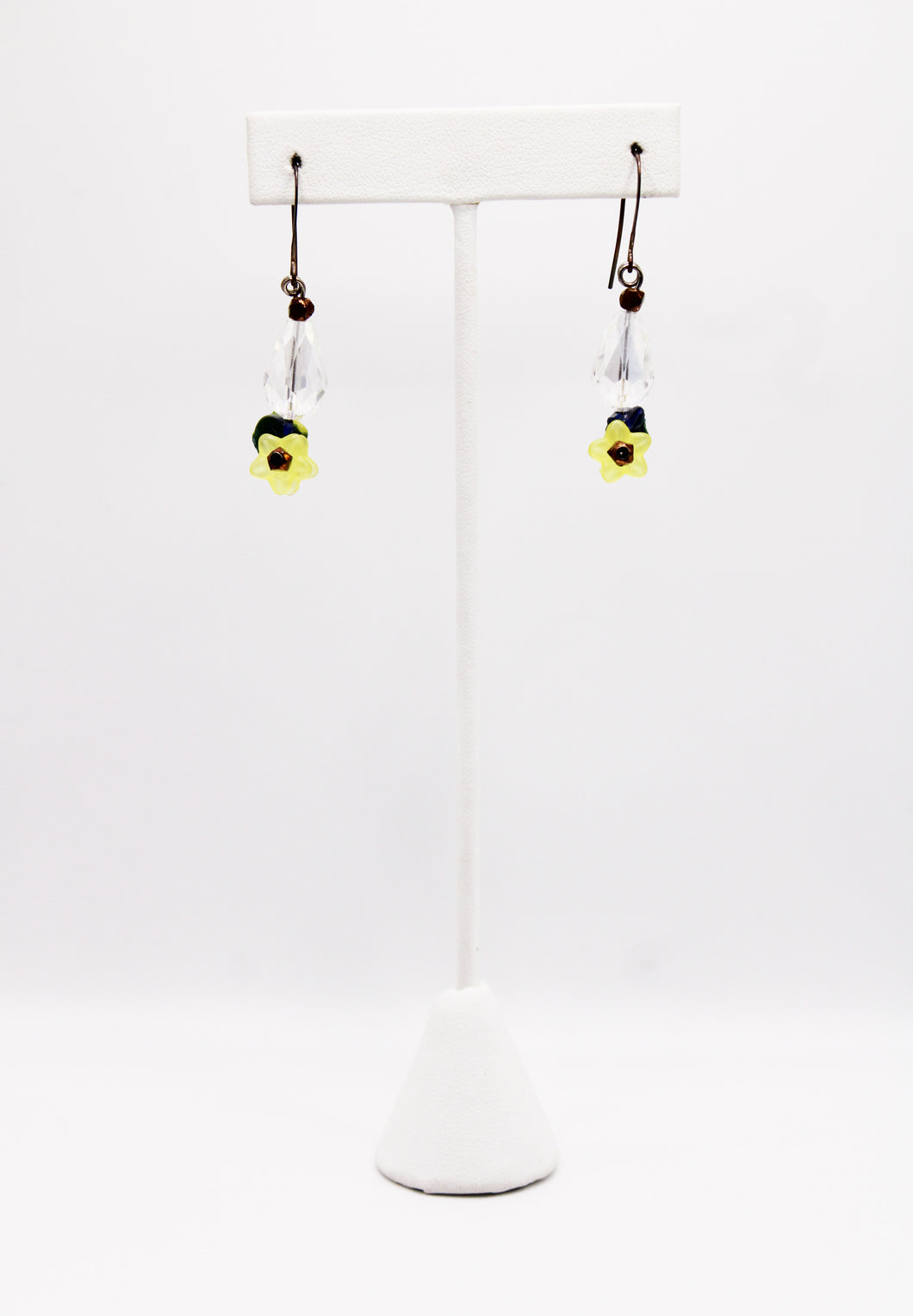 Shadows of Green Earrings - Yellow Drop Flowers by Jennifer Lipman-Bartel