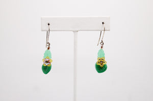 Shadows of Green Earrings - Yellow Flowers and Green Leaves by Jennifer Lipman-Bartel (Copy)