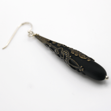 Load image into Gallery viewer, Black Sea Glass Drop Earrings - KATGR1 - 0042 by Kathleen Greco
