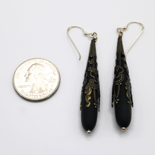 Load image into Gallery viewer, Black Sea Glass Drop Earrings - KATGR1 - 0042 by Kathleen Greco
