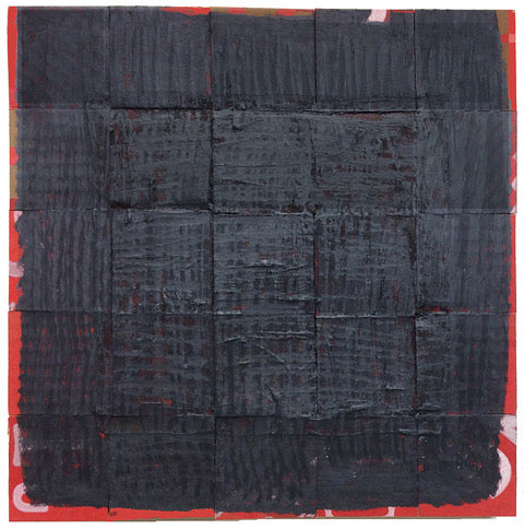 Arte povera series - BLACK RED Square by Dolores Poacelli