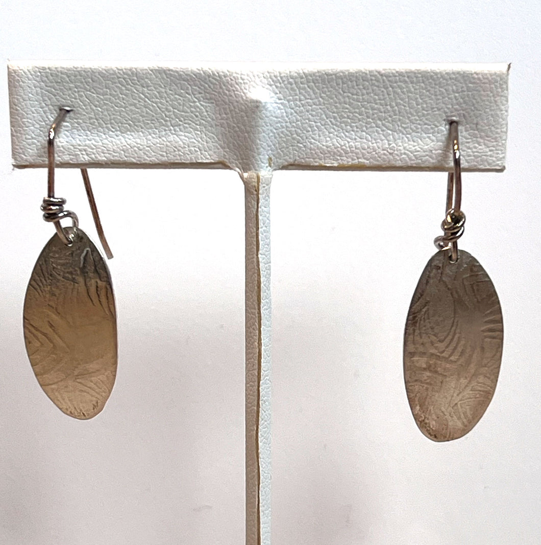 Patterned Sterling Silver Oval earrings