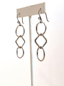 Two circles and a square dangling earrings