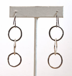 Two circles and a square dangling earrings