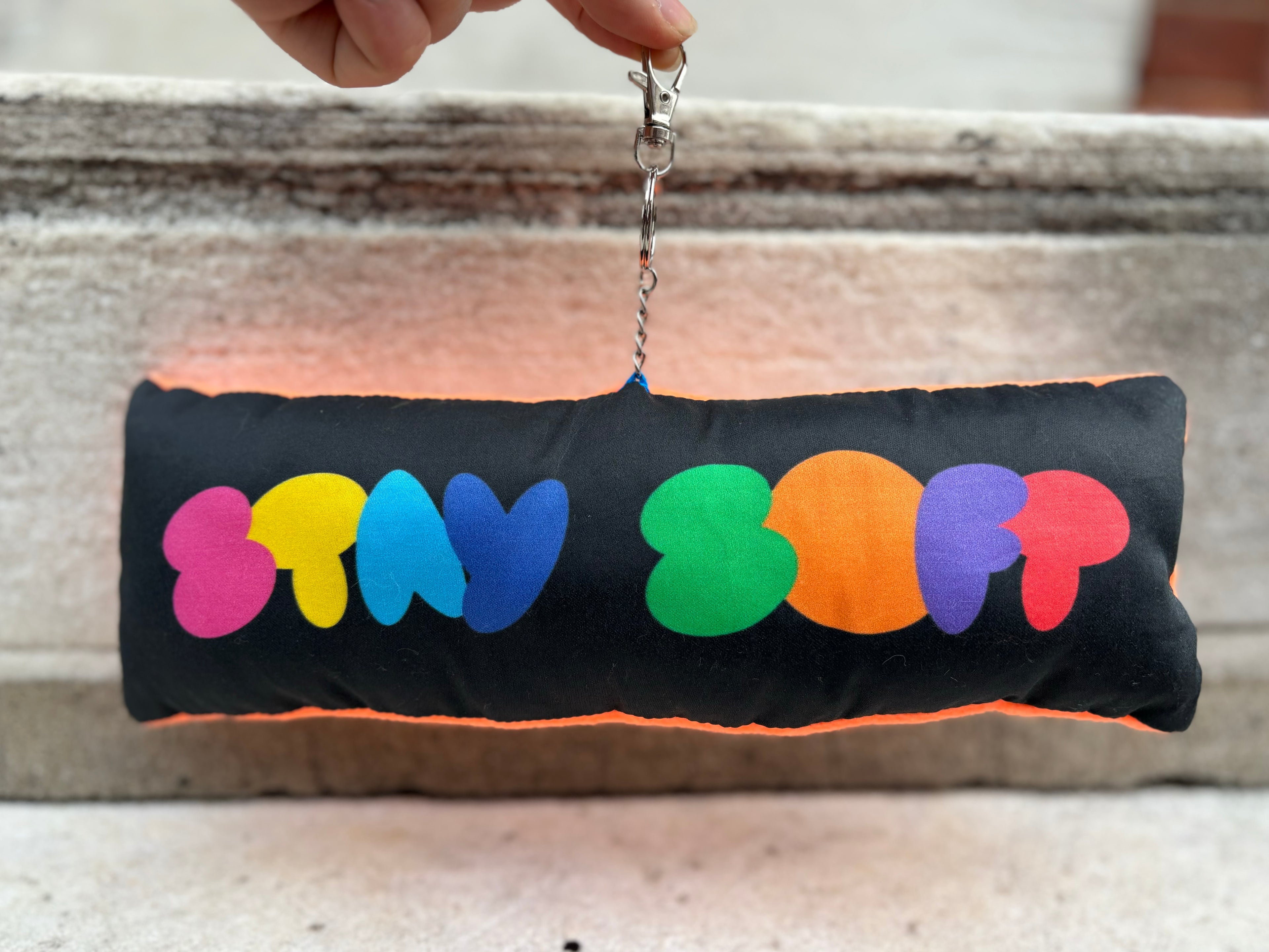 Stay Soft Giant Keychain, Orange back - by THECOLORG