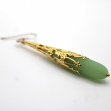 Load image into Gallery viewer, Green and Gold Sea Glass Drop Earrings - KATGR1 - 0035 (2) by Kathleen Greco
