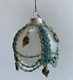 Frosted Ornament with Aqua Beading by Sandra Mournet. Tarcov