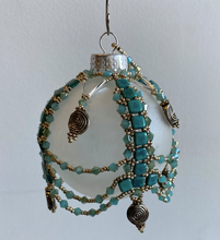 Load image into Gallery viewer, Frosted Ornament with Aqua Beading
