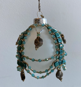 Frosted Ornament with Aqua Beading