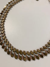 Load image into Gallery viewer, Silver and brass paisley glass beaded necklace

