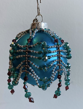 Load image into Gallery viewer, *Small Blue Ornament with Blue and Purple Beading
