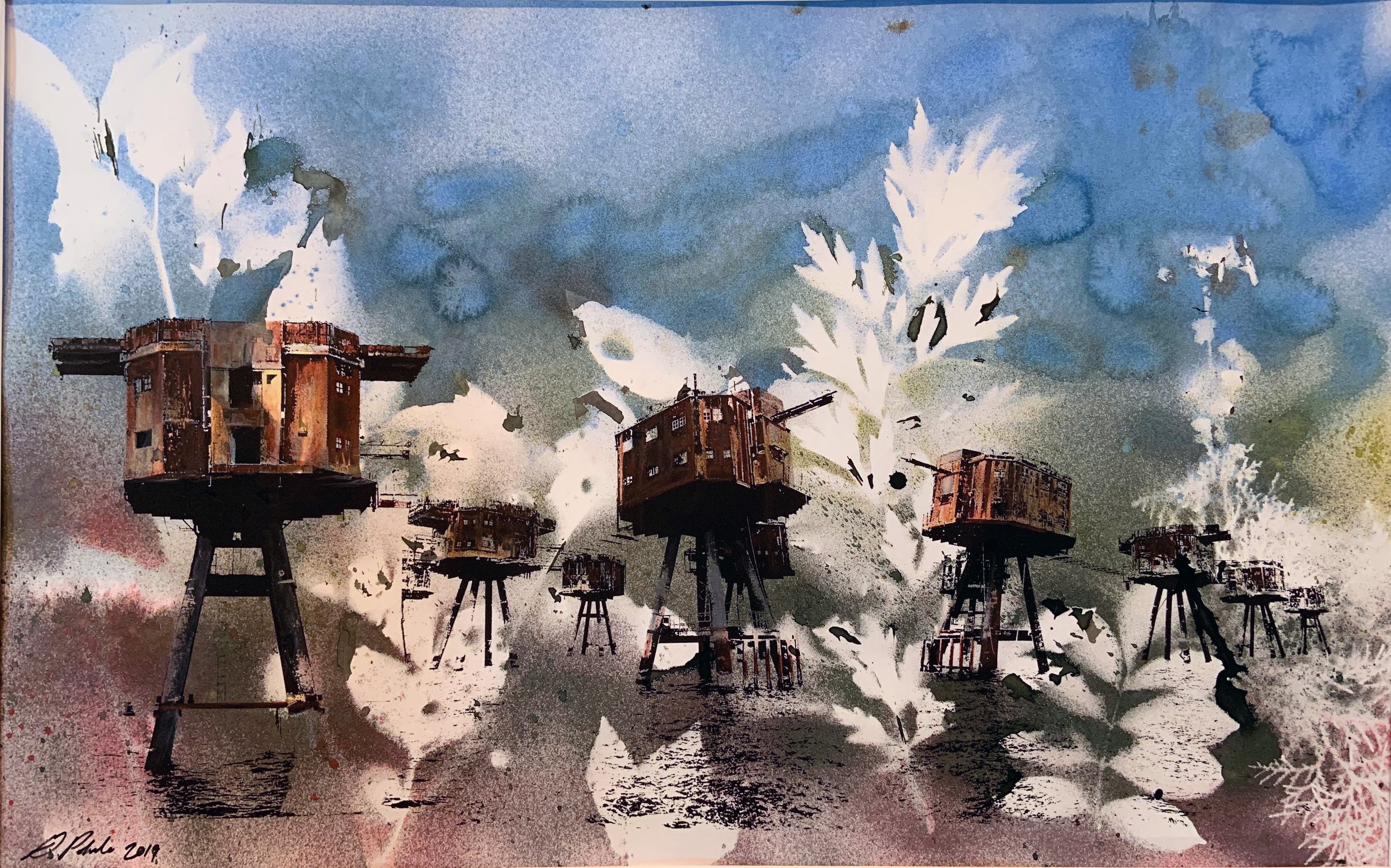 Maunsell Forts (print) by Gillian Pokalo