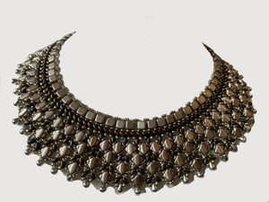 Silver Beaded Collar Necklace