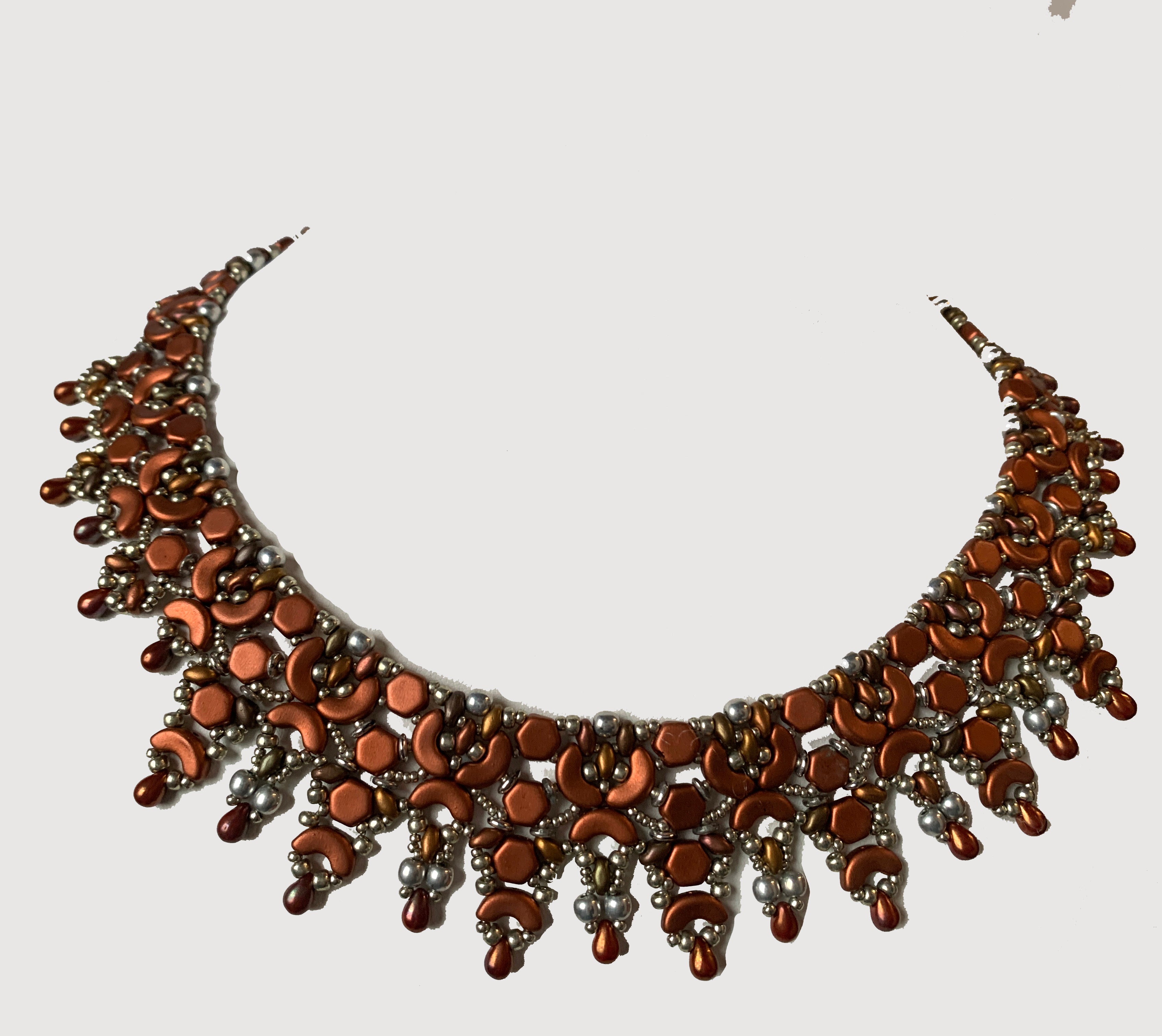 Red Flared Beaded Necklace by Sandra Mournet Tarcov