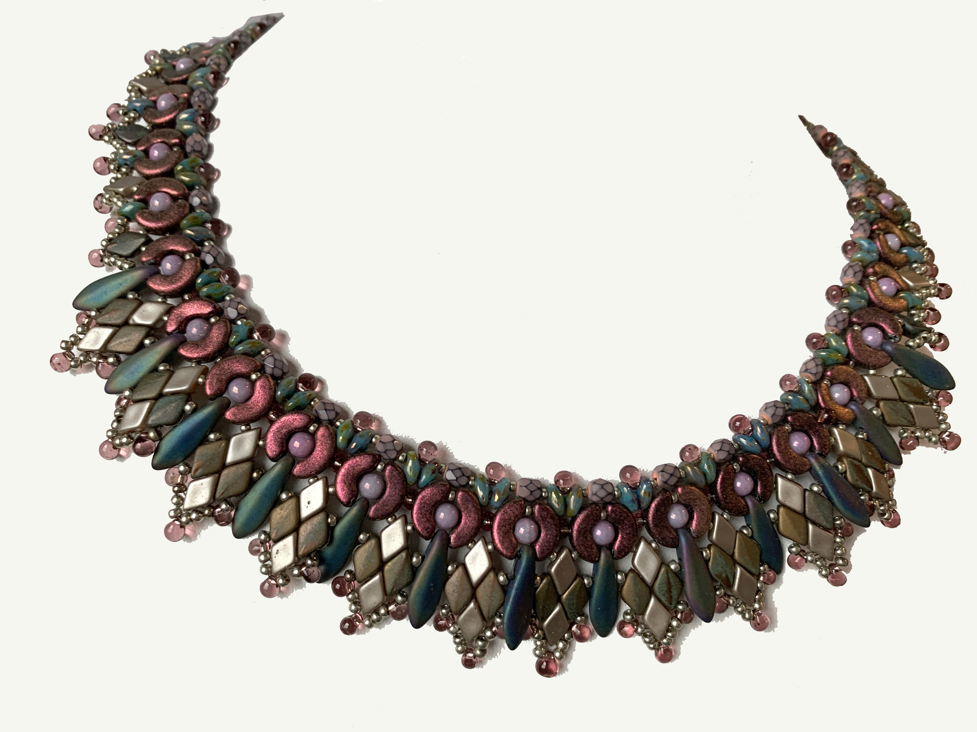 Pink Flowered Beaded Necklace by Sandra Mournet Tarcov