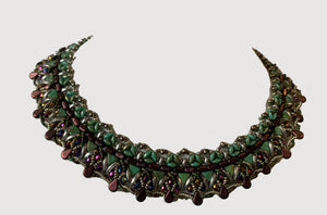 Green and purple accented collar necklace