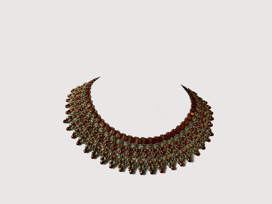 Brass accented collar necklace