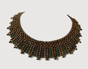 Collar necklace with green accents